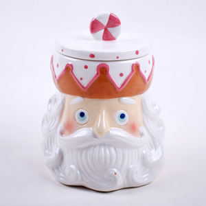 Muestra <span class=keywords><strong>gratis</strong></span> al por mayor logotipo personalizado de cerámica de Navidad 3D pintado a mano bote de cerámica galleta tarro de almacenamiento de alimentos con tapa - Product Image 2