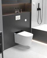WC intelligent mural monobloc moderne à double chasse, réservoir encastré, cuvette en céramique, fonction lavage féminin, télécommande