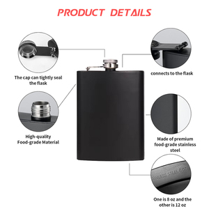 <span class=keywords><strong>6oz</strong></span> Hip <span class=keywords><strong>Flask</strong></span> rượu cho Whisky bán chạy nhất cổ điển đen rò rỉ bằng chứng thép không gỉ 8oz rượu hip bình sơn tĩnh điện - Product Image 4