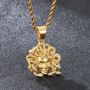 Collana pendente alla moda in acciaio inox con testa Medusa con <span class=keywords><strong>disegno</strong></span> dettagliato <span class=keywords><strong>serpente</strong></span> per uomini e donne Hip Hop gioielli gotici - Product Image 4