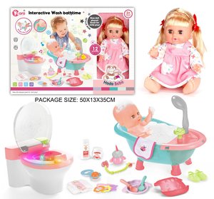 Bambola in vinile da 14 pollici per bambini, set borsa da allattamento con 12 suoni, con toilette e biberon, giocattoli per casa delle bambole e giochi di imitazione per bambini - Product Image 1
