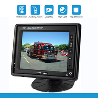 Moniteur de voiture 5 pouces avec caméra, résistant aux chocs, haut-parleur intégré, écran 640x320, aide au recul, moniteur A/V