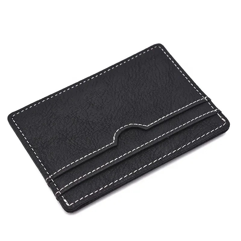 High Quality Custom Men Women Business Black Small Purse Wallet Rfid Slim Pu Leather Bank Credit Card Holder