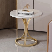 Table d'appoint élégante avec plateau en bois et cadre en métal doré, design luxueux pour les espaces de vie modernes, portable et durable pour le mobilier de salon