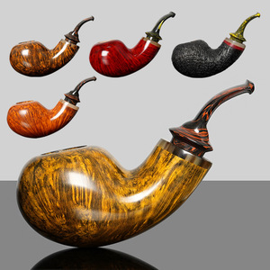 Briarwood Root Burl Pipe Bent Type Flame Pattern Tobacco Pipe Smoking Pipe - Product Image 1