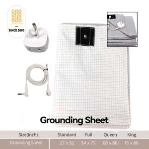 <span class=keywords><strong>Drap</strong></span> <span class=keywords><strong>de</strong></span> mise à la terre Queen Size en fibre d'argent pur à 10 % + coton biologique 400 fils pour un sommeil amélioré - Product Image 1