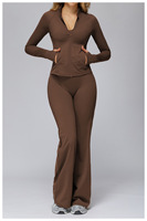 Veste de yoga pour femme en Spandex/Nylon brossé, manches longues, poche zippée, ajustée, extensible dans quatre sens, sans coutures, anti-transpiration, recyclable