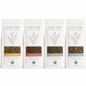 Sachet de nourriture pour <span class=keywords><strong>chien</strong></span> biologique USDA, fond plat, fenêtre transparente, refermable, fermeture éclair, blanc, PET AL PE, pour croquettes, pour marque premium OEM, 900g 1.8kg 3.6kg - Product Image 1