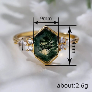 Anello esagonale Marquise per donna, gioielli da dito geometrici vintage in stile giardino e foresta - Product Image 5