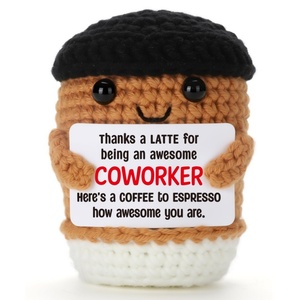 Regalo <span class=keywords><strong>di</strong></span> Caffè all'Uncinetto Fatto a Mano per Colleghi d'Ufficio, Decorazione Divertente per Mini Caffè, Ideale per Scambio Natalizio <span class=keywords><strong>di</strong></span> Squadra - Product Image 3