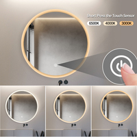 Vente en gros Miroir à led étanche en acrylique avec éclairage réglable Miroir rond intelligent à cadre noir avec lumière LED