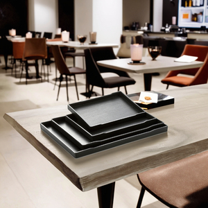 Khay Phục Vụ Hình Chữ Nhật Màu Đen Bằng Gỗ Thiết Kế Giống Như Gỗ Mới Cho Nhà Hàng Khách Sạn - Product Image 3