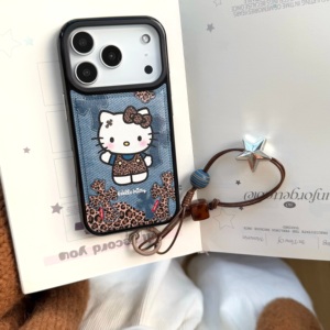 Ốp điện thoại chống vân tay bằng da nhân tạo âm thanh nổi hình ảnh hoạt hình Hellokitty Stitch 11/12/13/14/15/16/17 Pro Max dây đeo điện thoại - Product Image 4