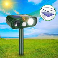 Répulsif Solaire Ultrasonique LED PIR Moderne pour Jardin Extérieur Contre les Oiseaux et les Rongeurs