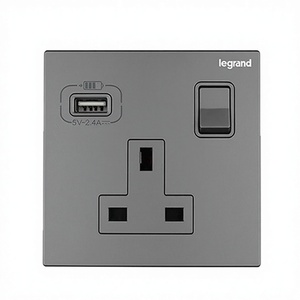 Pour interrupteur mural <span class=keywords><strong>Legrand</strong></span> type 13A et prise murale britannique - version grise authentique - Product Image 3