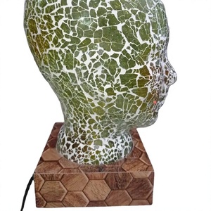 Lampe de table décorative en métal mosaïque, sculpture artistique, impression UV, plaquée, thème bouddhiste, design vert et blanc, modèle Star World Star - Product Image 1