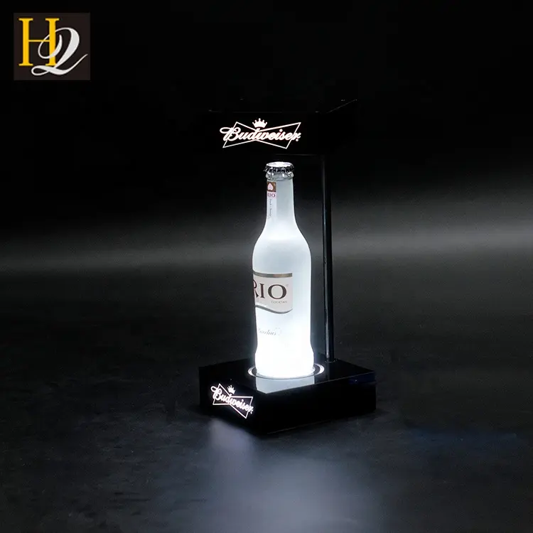Base d'affichage éclairée par LED de ml, en acrylique, pour Cocktail, bière, scintillante