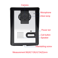 Sonnette d'interphone vidéo filaire avec vision nocturne Home Villa Office Access Control System Touch Button Type Door Phones