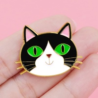 Lot de 5 épingles en émail rigide dorées, motifs chat mignon et visage de chaton de dessin animé, badges de revers pour sacs à dos et vêtements, cadeau Kawaii