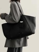 Sac fourre-tout en cuir véritable double face grande capacité couleur unie portable décontracté pour le bureau élégant en daim