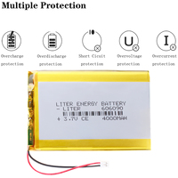 3,7 V 4000mAh 606090 Wiederauf ladbare Bateria Lipo Für Kamera Power Bank Tablet Elektrisches Spielzeug Mit 2-poligem PH2.0 mm-Anschluss
