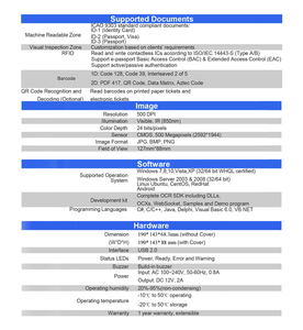 Rakinda RK5100 MRZ OCR バーコードスキャナーリーダー CMOS センサー 13MP 光学解像度 赤外線/紫外線 USB インターフェース用 - Product Image 6