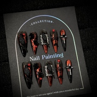 Faux ongles personnalisables faits à la main à coller Halloween 3D Corbeau Gothique Réutilisables Stiletto
