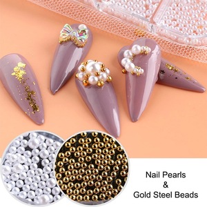 Perles à ongles 3D demi-rondes à 6 grilles, strass à dos plat, décorations en verre diamant, plastique, pour la création de nail art DIY - Product Image 3
