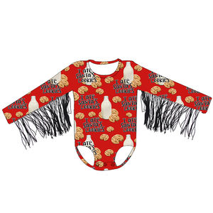 ชุดหมีแขนยาวสำหรับเด็กทารกหญิงผ้าคอตตอนมีขอบสีดำสำหรับฤดูหนาวเทศกาลคริสต์มาส - Product Image 4