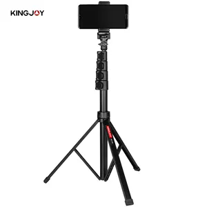 KINGJOY 66-אינץ אלומיניום Selfie מקל חצובה, להארכה אור stand עם 1/4 "בורג הר עבור טלפון סלולרי Selfie & Vlogging