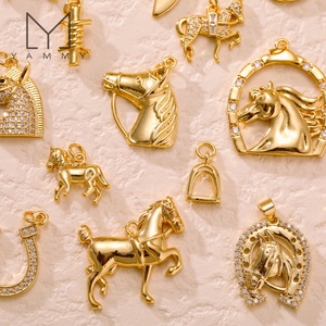 <span class=keywords><strong>Yammy</strong></span> YFH019 NUEVO Colgante de Caballo de Cobre Chapado en Oro de 18K, Accesorios DIY para Collares, Dijes de Animales Populares, Venta al por Mayor - Product Image 3