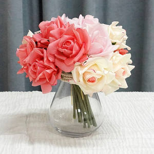 F62 فاخر حرير اصطناعي بورجوندي أبيض وردي زهور بيع بالجملة لمس حقيقي ورود عالية الجودة زهور زينة لحفلات الزفاف - Product Image 4