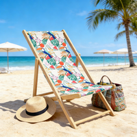 Chaise de plage pliable en bois avec logo personnalisé, promotionnelle, avec tissu remplaçable pour événements publicitaires, bars, branding extérieur