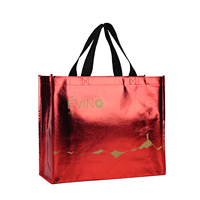 Sac de courses non tissé métallisé laser brillant, sac fourre-tout laminé holographique de luxe, réutilisable, or, argent, rouge, pour cadeaux de fête, vente en gros