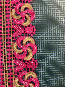 Bordado coche hueso encaje lentejuelas pestañas accesorios nupciales velo de boda muñeca decoración Material blanco - Product Image 3