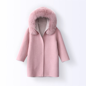 Cappotto Lungo Invernale Versatile per Bambini in 100% Lana Doppia Faccia, Caldo e Spesso, con Cappuccio in Vera <span class=keywords><strong>Pelliccia</strong></span> di Volpe, Modello Oversize - Product Image 5