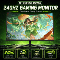 Monitor Curvo R&E de 32 Pulgadas, 1080P IPS, Sin Marco, 240Hz, Tiempo de Respuesta de 1ms, 120% SRGB, Interfaz DP para Uso Empresarial/Juegos