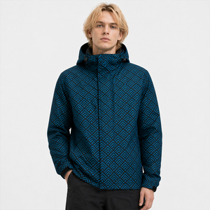 Veste coupe-vent personnalisée pour <span class=keywords><strong>homme</strong></span>, à capuche, printemps-automne, coupe classique, motif géométrique, veste de sport avec logo pour les acheteurs de marques - Product Image 1
