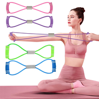 Banda de Resistencia Portátil de 8 Palabras, Cuerda Elástica de TPE para Yoga, Pilates, Estiramiento de Brazos, Espalda, Hombros y Entrenamiento Muscular