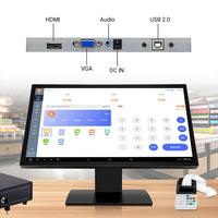 Moniteur POS LCD 15 pouces, support VESA, base en plastique et métal, système de paiement capacitif, écran tactile