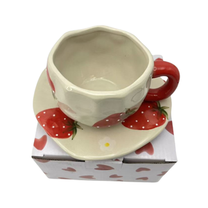 Custom Printed <b>Ceramic</b> <b>Cups</b> Wholesale <b>Ceramic</b> Strawberry Pattern Mug Handmade Porcelain Strawberry Coffee <b>Cups</b> - Product Image 5