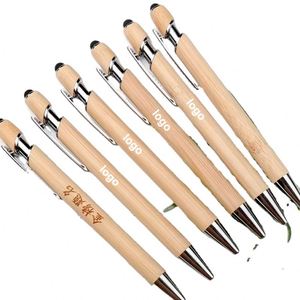 Stylo bille créatif en bambou à écran tactile Maggi, écologique, 4 couleurs, en bois, cadeau d'affaires, logo personnalisé - Product Image 1