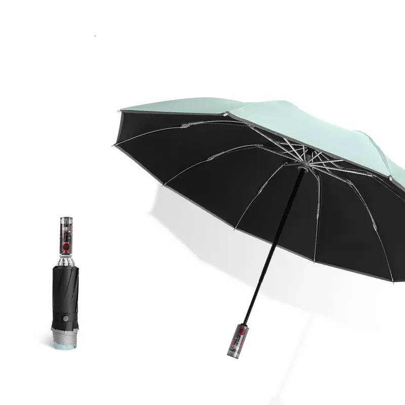 Payung terbalik otomatis penuh Led Strip reflektif pegangan transparan kualitas tinggi