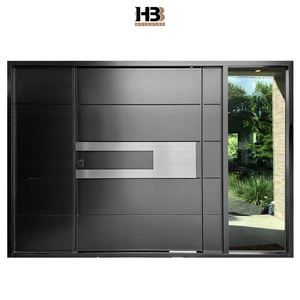 Puerta pivotante de madera maciza de nogal negro Extra grande americana, entrada principal Exterior moderna, diseño impermeable, puerta delantera de apartamento - Product Image 1