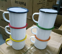 Tasse en émail personnalisée pour café et lait, cadeau de sublimation, logo personnalisé, 8oz, 6 oz, 11 oz, 12 oz, 16 oz