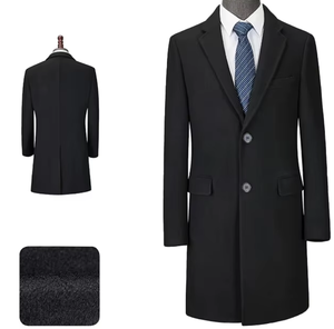 <span class=keywords><strong>Trench</strong></span>-<span class=keywords><strong>coat</strong></span> décontracté pour <span class=keywords><strong>homme</strong></span>, coupe ajustée, col cranté, veste longue, pardessus, caban à simple boutonnage - Product Image 2