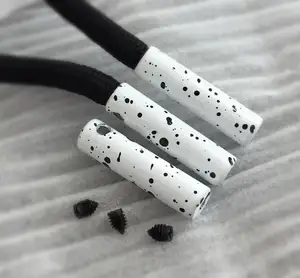 High Quality Customized Screw-On Metal Cord End Tips Black and White Shoe Decoration Shoelace Tips
