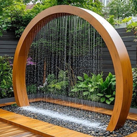 Fontaine d'eau en acier Corten pour la décoration de grands projets hôteliers, villas et complexes, avec cascade en métal rouillé