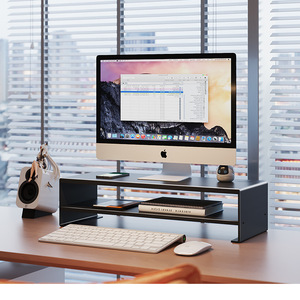 Desktop Monitor Stand 2 Tier Storage Shelf For Office Desk Organization Rectangle Shape Standing Type Multi Purpose - Product Image 4