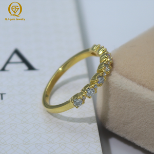 Minimalist Design Unisex <b>Ring</b> Half Round Shape Lab Grown Diamond D Color VVS Clarity with IGI Certificate 18K Gold Custom Gift - Product Image 2